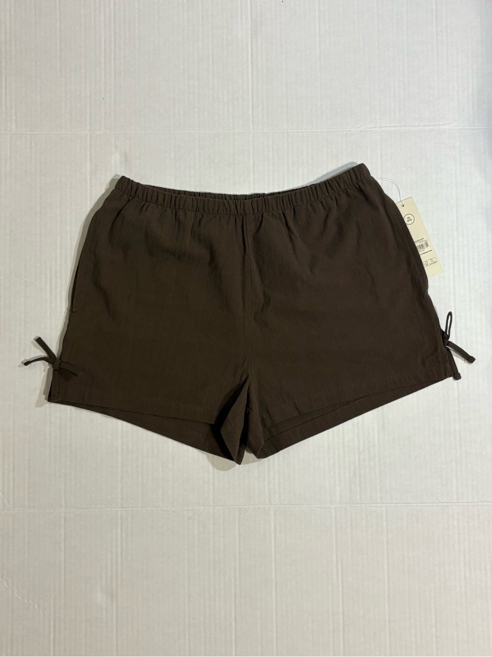 No Boundaries Brown Elastic-Waist Tie Shorts